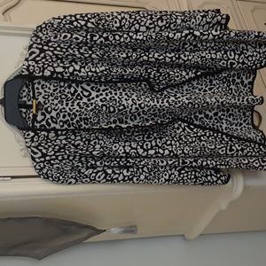 DANA BUCHMAN Black & White Animal Print Cardigan